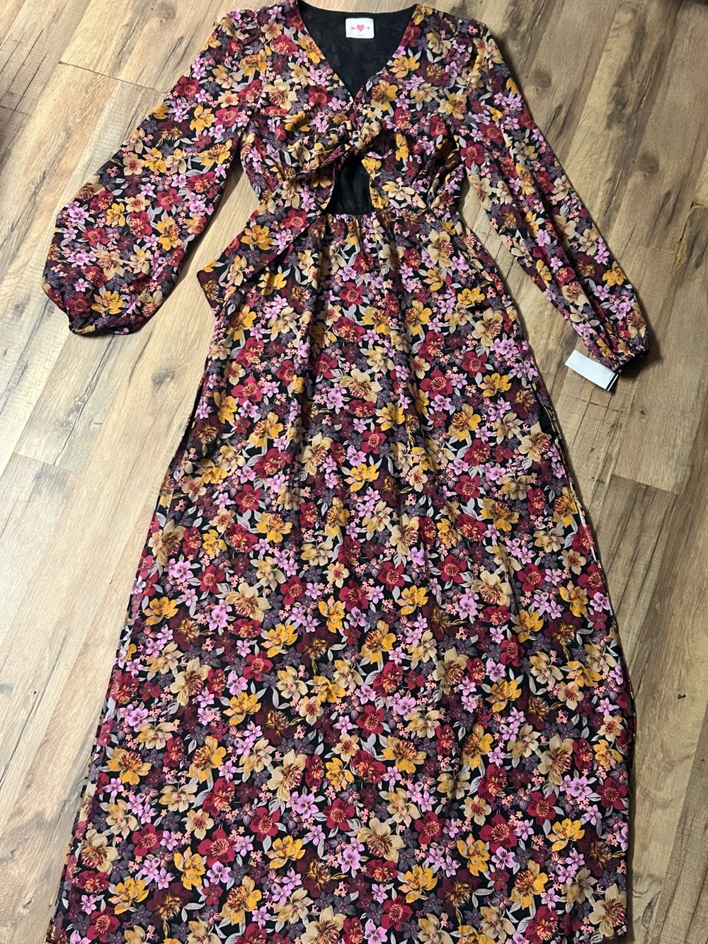 Buddy Love Floral Maxi Dress in Burgundy, Pink & Gold